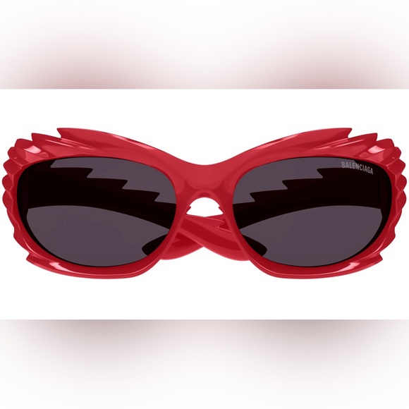 NEW BALENCIAGA OVAL SUNGLASSES BALENCIAGA BB0255S 004 RED GREY EYEWEAR - Picture 3 of 6
